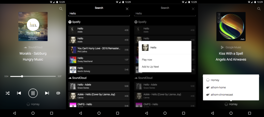 Homey Music has a mobile interface to control your playlists