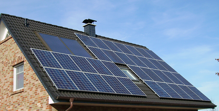 solar panels on a home