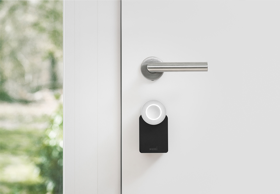 Nuki smart lock installed on door