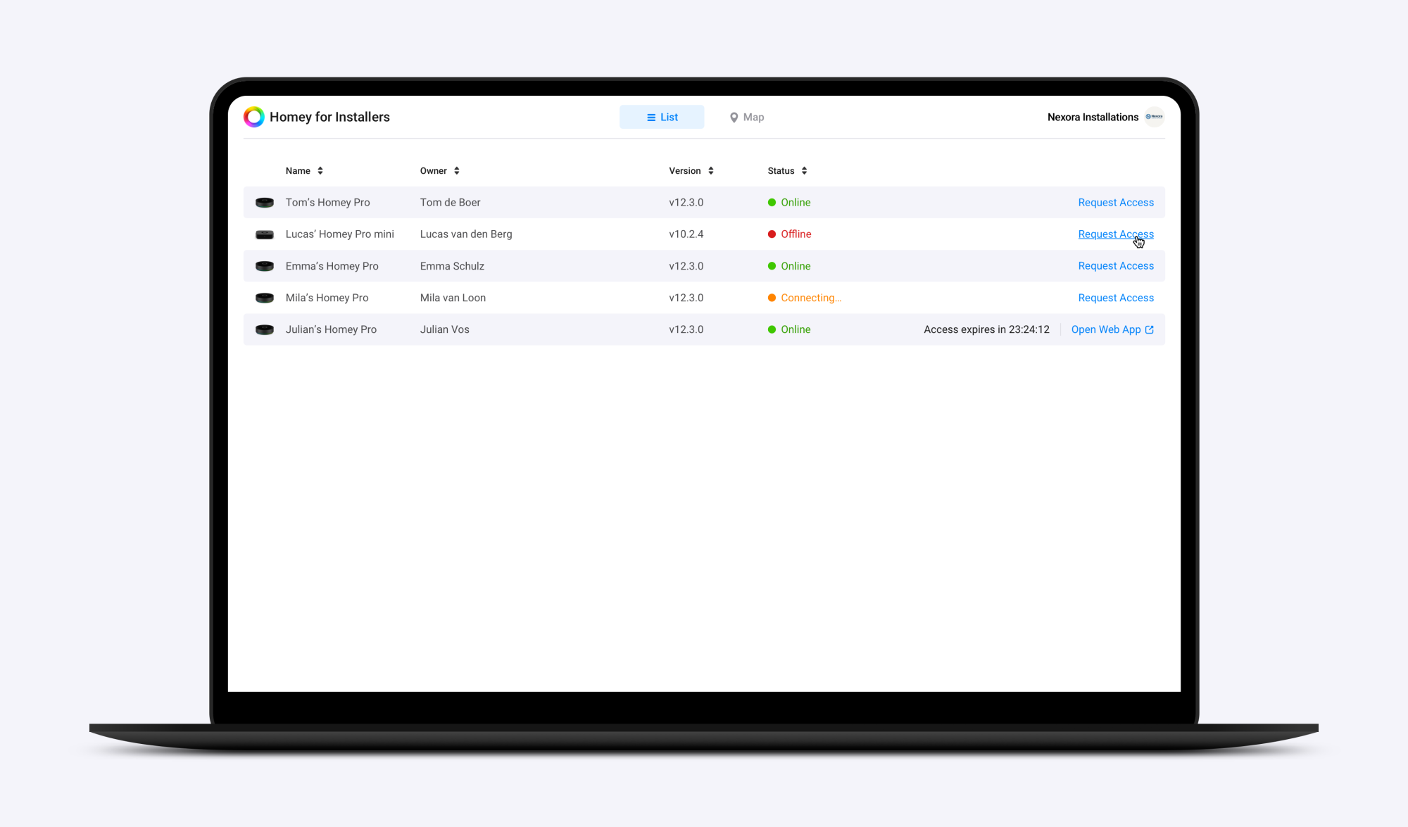 Easily request access to a customer’s Homey Pro